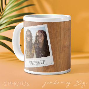 Retro-Fotorahmen - 2 Bilder auf rustikalem Holz Jumbo-Tasse
