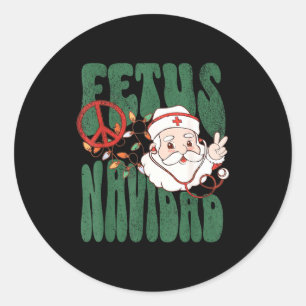 Retro Fötus Navidad Santa Claus Weihnachten Frauen Runder Aufkleber