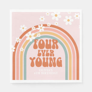 Retro Four Ever Young Gänseblümchen Regenbogen 4.  Serviette