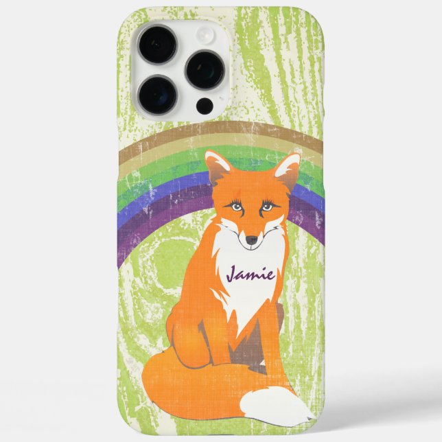 Retro Fox Art Limon Orange Retro Case-Mate iPhone Hülle (Rückseite)