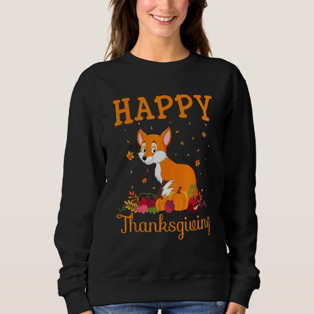 Retro Fox Happy Thanksgiving Matching Family Pajam Sweatshirt (Vorderseite)