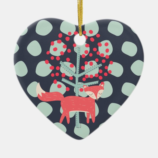 Retro Fox Keramik Ornament (Vorne)