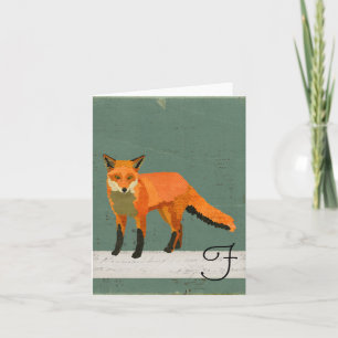 Retro Fox-Monogramm Notecard