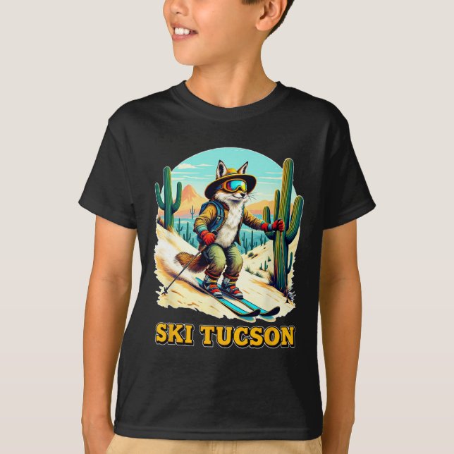 Retro Fox Ski in Tucson Wüste Abenteuer Ski Ar T-Shirt (Vorderseite)