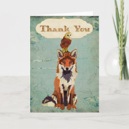Retro Fox u. Eule danken Ihnen zu kardieren Dankeskarte