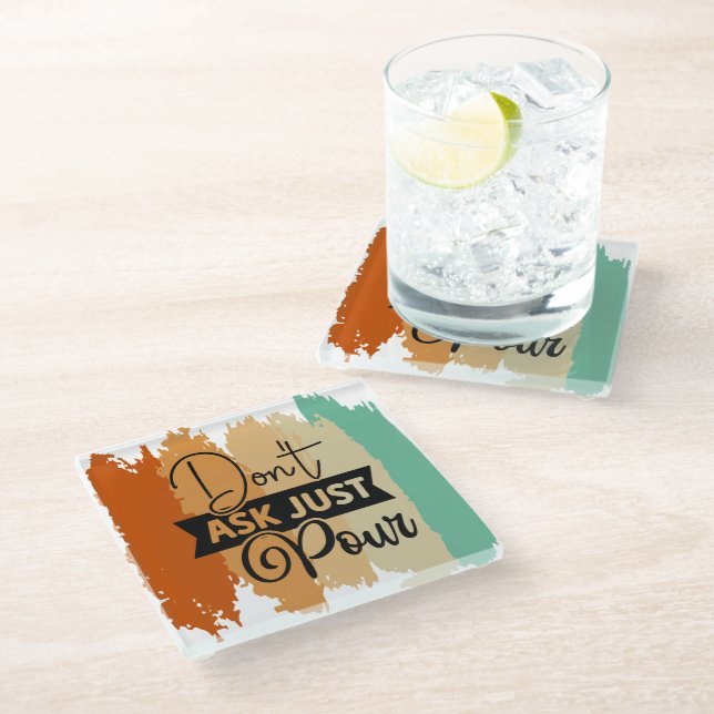 Retro Frag nicht nur Pour Glasuntersetzer (Schrägansicht)