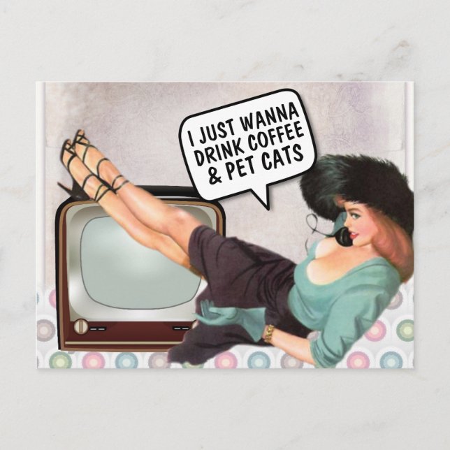 RETRO FRAMAN FUNNY COFFEE & CATS POSTCARDS POSTKARTE (Vorderseite)