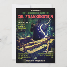 Retro-Frankenstein-Labor erwacht Halloween Einladung