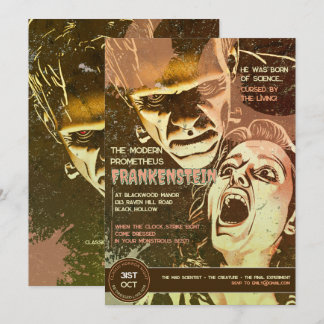 Retro Frankenstein Vintage Horror Einladung