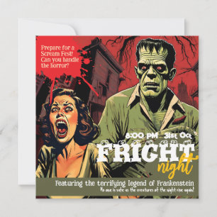 Retro Frankenstein Vintage Horror Halloween-Party Einladung