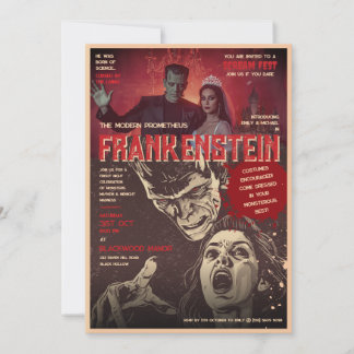 Retro Frankenstein Vintage Horror Halloween-Party Einladung
