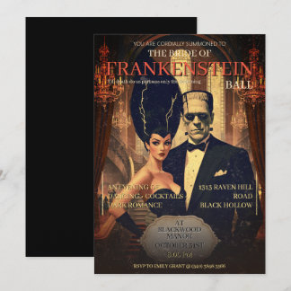 Retro Frankensteins Braut Vintage Horror Halloween Einladung