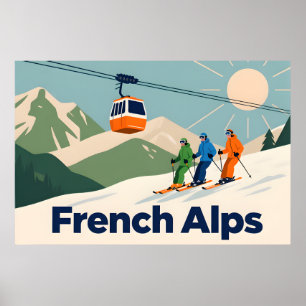 Retro Französische Alpen Ski - Vintager 70er Poster