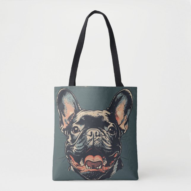 Retro Französische Bulldogge Tragetasche (Vorderseite)