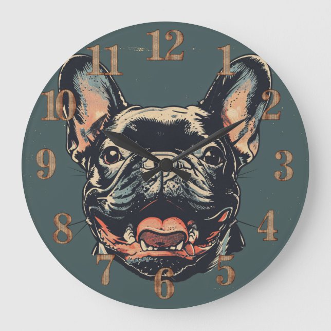 Retro Französische Bulldogge Uhr (Vorderseite)