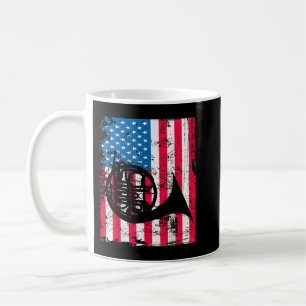 Retro Französisches Horn Vintage US-Flagge Musik K Kaffeetasse