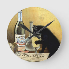 Retro Französisches Poster "absinthe bourgeois" Runde Wanduhr