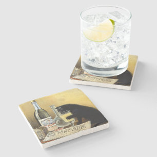 Retro Französisches Poster "absinthe bourgeois" Steinuntersetzer