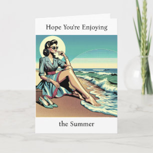 Retro-Frau aus den 1950ern   Genieße den Sommer    Karte