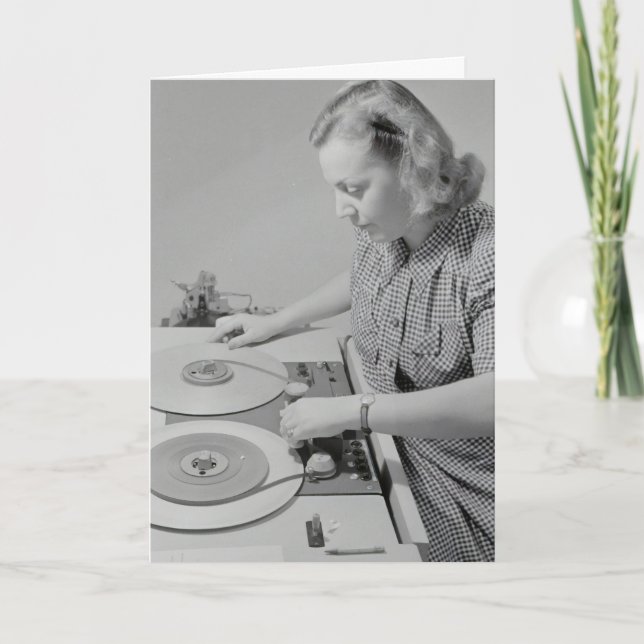 RETRO FRAU DJ FUNNY BIRTHDAY CARD FÜR SIE DANKESKARTE (Vorderseite)