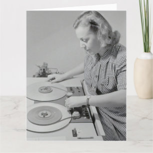 RETRO FRAU DJ MIXER BIRTHDAY CARD FÜR SIE DANKESKARTE
