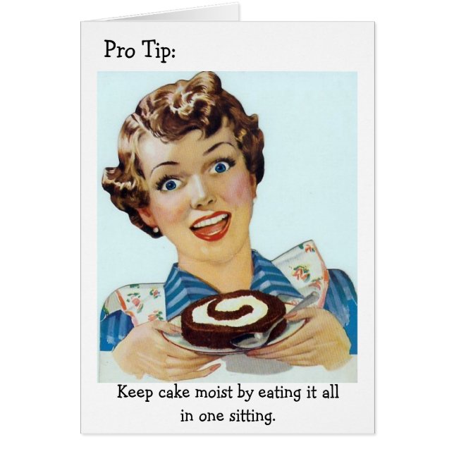 Retro Frau - ganzen Kuchen essend Ihren, (Vorne)