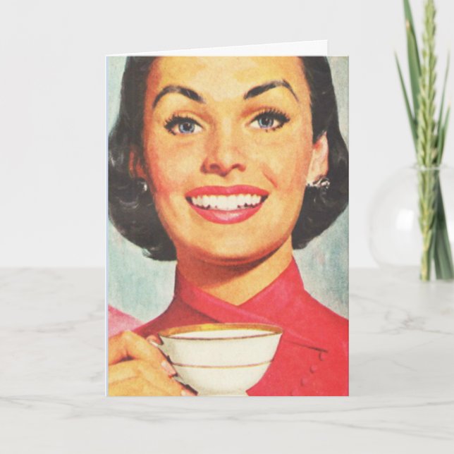 RETRO FRAU GEBURTSTAG ESPRESSO KAFFEE CARDS KARTE (Vorderseite)