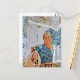 Retro-Frau Hühnchen zum Abendessen Collage Postkarte
