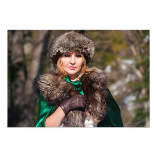 Retro-Frau im Winter Fotodruck
