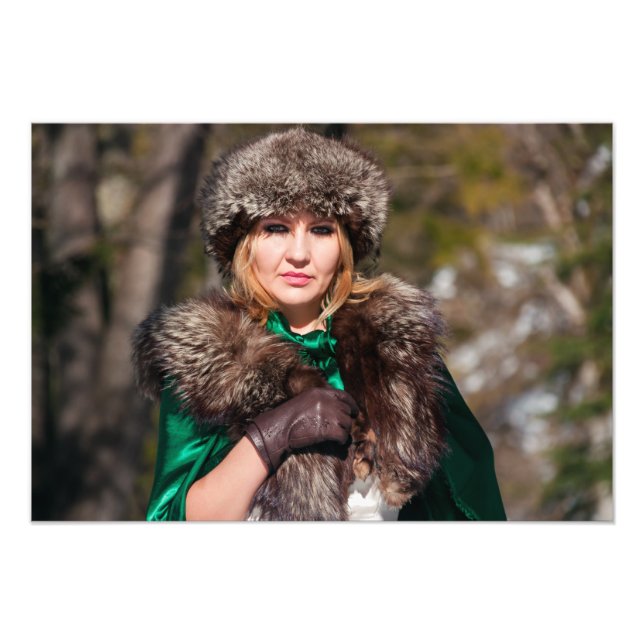 Retro-Frau im Winter Fotodruck (Vorne)