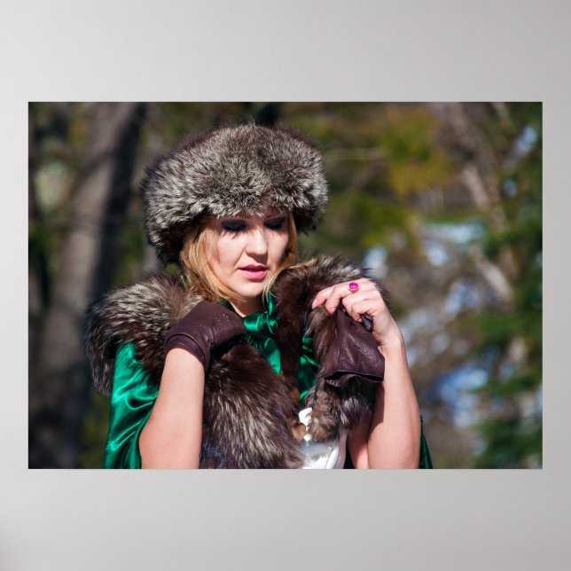 Retro-Frau im Winter Poster (Vorne)