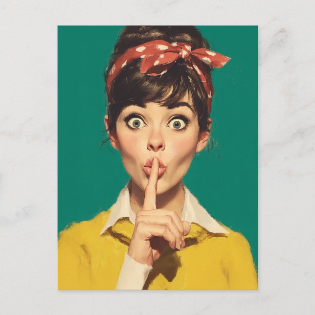 Retro-Frau macht ein Pst Postkarte (Vorderseite)