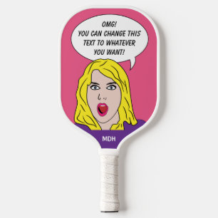 RETRO-FRAU mit IHREM TEXT-Zoll Pickleball Schläger