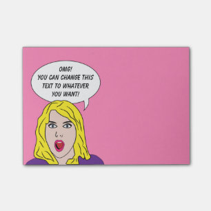 RETRO FRAU mit IHREN TEXT kundenspezifischen Post-it Klebezettel
