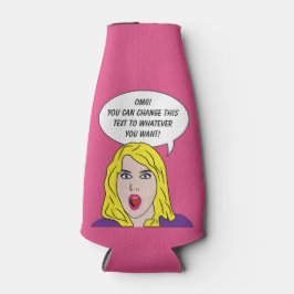 RETRO FRAU mit IHRER TEXT-Flasche cooler Flaschenkühler