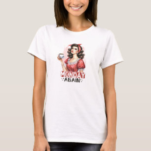 Retro Frau mit Kaffee Montag wieder lustig T-Shirt