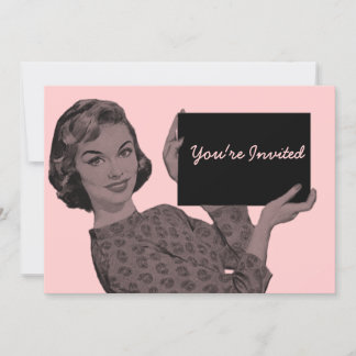 Retro-Frau mit Zwischenablage Einladung