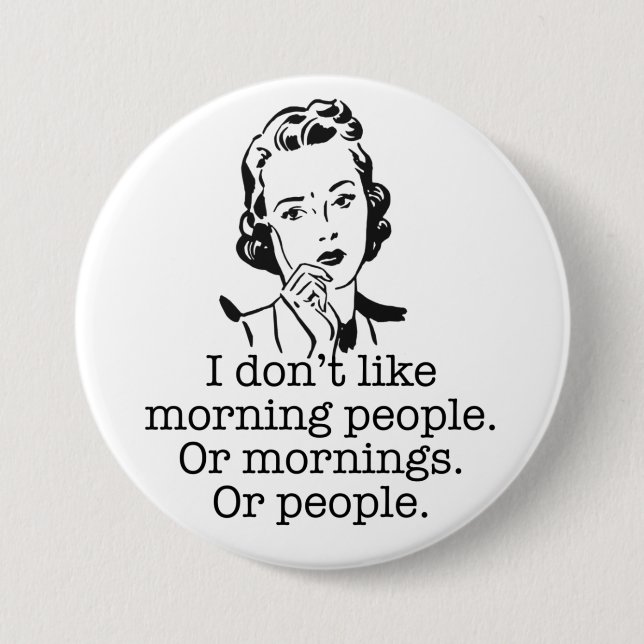 Retro-Frau Morgenmenschen Knopf Button (Vorderseite)