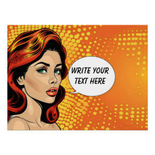 Retro-Frau Orange Anpassbar Poster