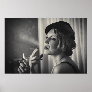 Retro-Frau raucht Poster