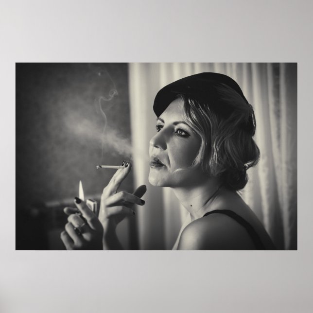 Retro-Frau raucht Poster (Vorne)