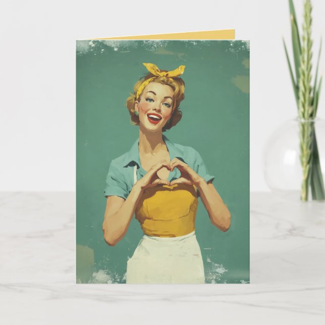 Retro-Frau sendet Liebe Karte (Vorderseite)