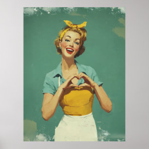 Retro-Frau sendet Liebe Poster