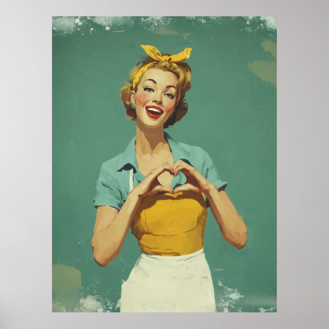 Retro-Frau sendet Liebe Poster (Vorne)