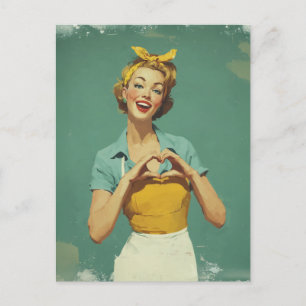 Retro-Frau sendet Liebe Postkarte