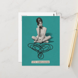 Retro-Frau Telefon Herz komplizierte Collage Postkarte