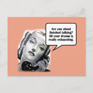 Retro Frauen am Telefon, Drama Postkarte