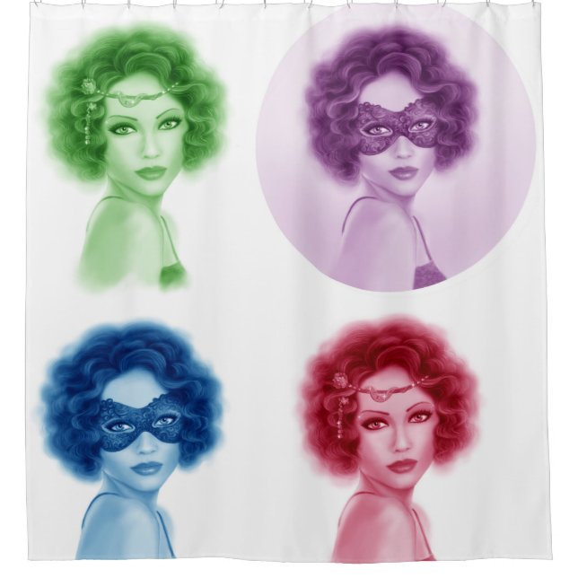 Retro Frauen Duschvorhang (Vorderseite)