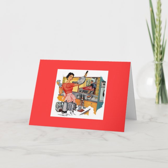 Retro Frauen in Küche Karte (Vorderseite)