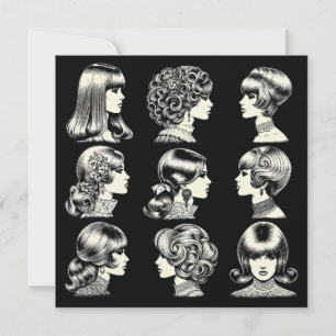 Retro-Frauenfrisuren Boho Vintage Cool Karte
